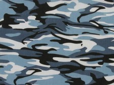 Blue Camouflage Polycotton