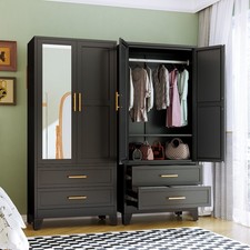 Metal Wardrobe with Mirror &