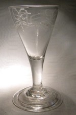 GEORGIAN GLASS WONKY  ENGRAVED DWARF ALE