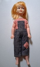 Vintage 1960s Sindy Patch clone doll blonde wearing dungarees Outfit 