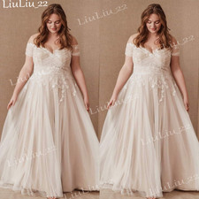 Plus Size Champagne Wedding Dresses Off The Shoulder Lace Applique Bridal Gowns