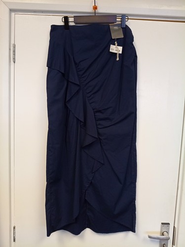 Long length navy skirt - m&s,