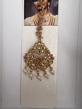Indian Pakistani Maang Tikka Gold Plated Gold Stones Bridal Costume Jewellery