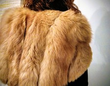 Vintage real red fox fur - red,