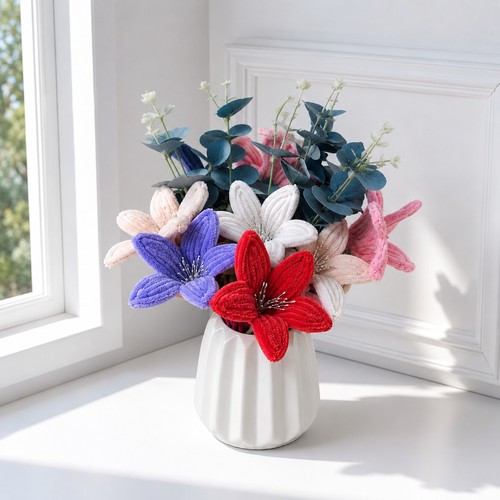 Handmade chenille lily bouquet - handmade,
