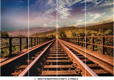 Blue Sky Railway Tree Wallpaper Photo Mural Picture Home Bedroom Decoration