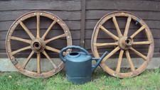 Pair Vintage Antique? Old Wooden Cart Wagon Wheels 63cm