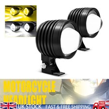 Dual-Color LED Motorcycle Motorbike Headlight Lamp Driving Fog Spot Lights Round