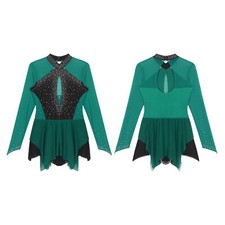 Women Gymnastic Leotard Keyhole Figure Ice Skating Dress Lyrical Dance Costume