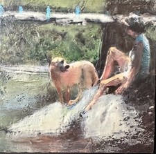 Encaustic Wax Painting Dog And