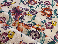 Unused vintage cotton seersucker bold floral dress fabric - 3.8M long, tulips