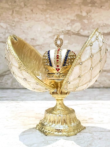 Beige carl faberge egg - egg, replica