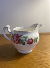 Royal Vale Bone China Milk Jug Creamer White With Pink Roses