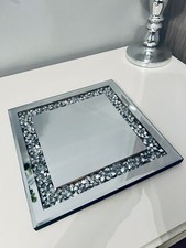 25CM Square Diamonte Mirrored