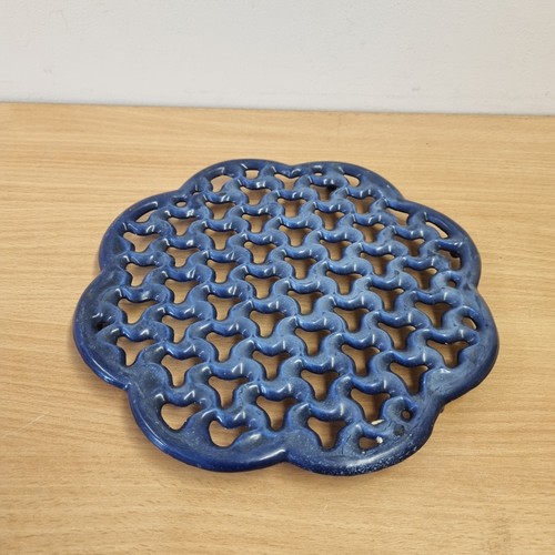 Vintage blue enamel cast iron - vintage,