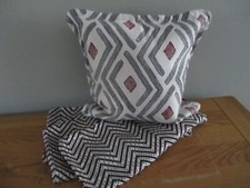 SUPERB QUALITY CUSHION COVERS IN CONTRSASTING RED, CREAM BLACK GEOMETRIC DESIGN.