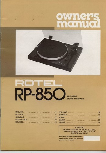 Rotel 850 turntable - rotel, rp-850