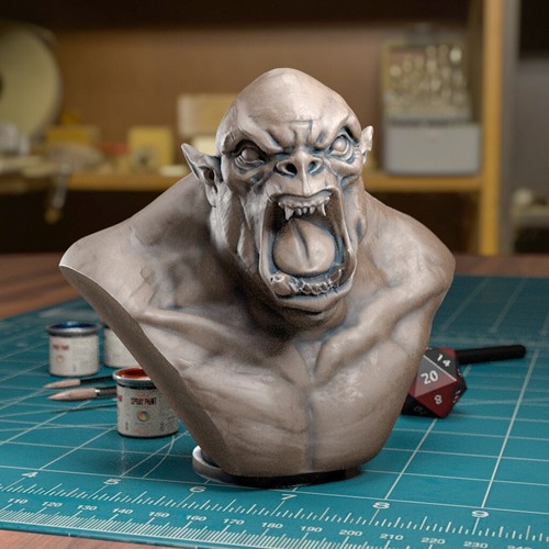 Orc bust resin - orc, miniature