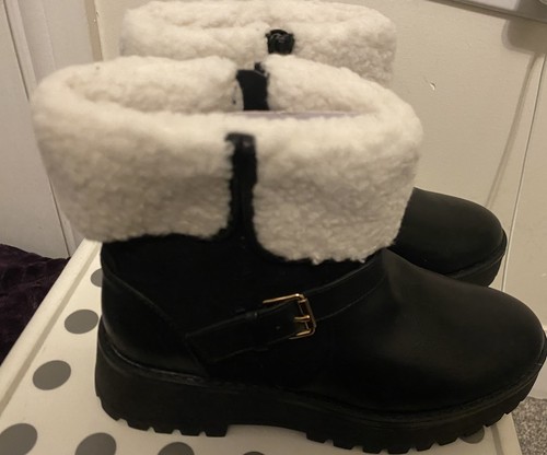 Black faux leather ankle - leather,