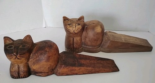 Vintage hand carved wooden - vintage, cat