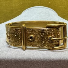 antique Victorian gold tone metal buckle bangle