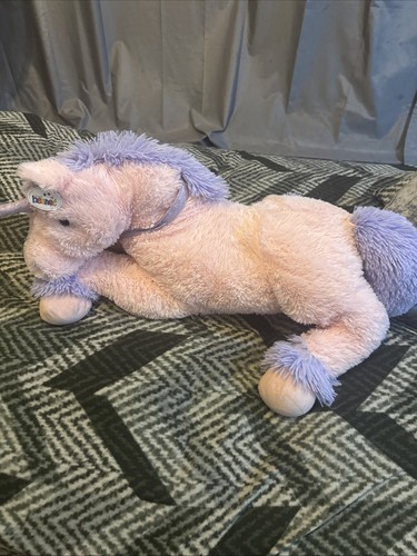 Pink unicorn plush soft toy - pink,