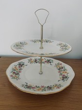 Bone China, Colclough 2 Tier China Cake Stand, "Hedgerow" design.