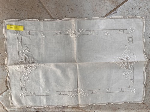 Vintage embroidered tray cloth - embroidered,