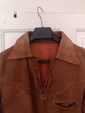 Vintage 1960s Genuine Leather Western Shirt Suede cowboy  garage punk