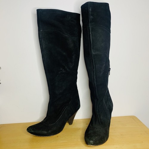 Bertie black leather knee - leather, high