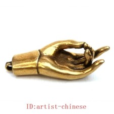 2 Inch Chinese Old Bronze Carved Buddha's-hand Amulet Pendant Gift Collection