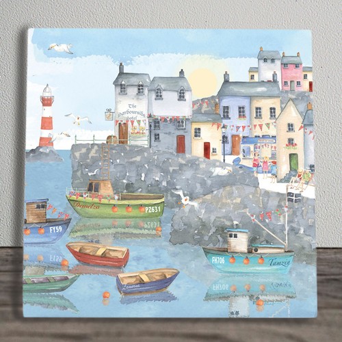 Harbour scene ceramic tile - ceramic,