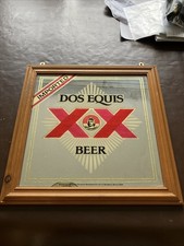 Vtg Pub DOS EQUIS BEER BAR ROOM MIRROR 1980 MAN-CAVE POOL HALL 17" X 17" VINTAGE