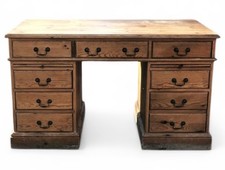 Large Pine Pedestal Desk. Splits Into 3 Pieces For Transportation