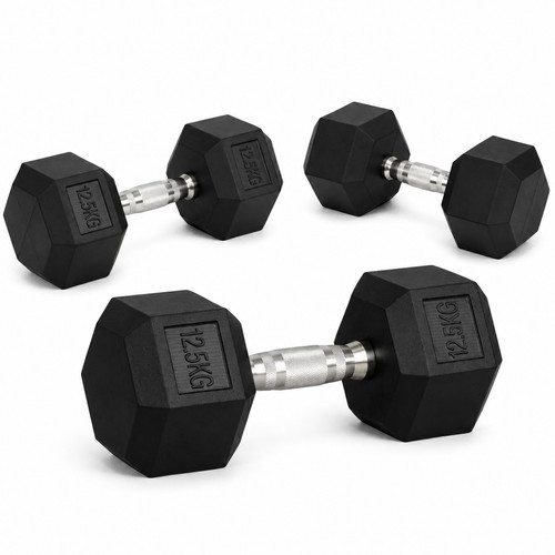 Hex dumbbells cast iron - iron, rubber