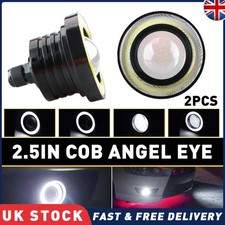 2PCS 2.5" Inch Car Projector LED Fog Light COB Halo Angel Eye Ring Bulb Lamp DRL