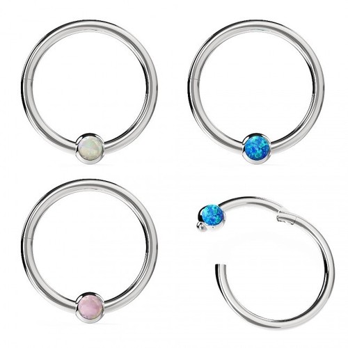 Opal nose lip ear ring - , hoop