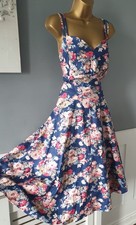 1940s 50s Rockabilly Floral Sweetheart Bodice Fit & Flare Midi Dress Size 18-20 