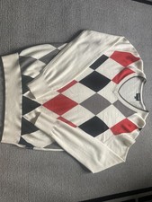 MENS GALVIN GREEN GOLF LONG SLEEVE TOP SWEATER JUMPER  SIZE M ARGYLE V NECK