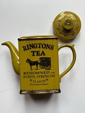 Ringtons Tea Merchants, vintage ceramic olive green teapot Excellent Collectable