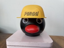 Vintage Retro 90s Pingu The Penguin 3" Plastic Head & Yellow Hat Ice Cream Tub