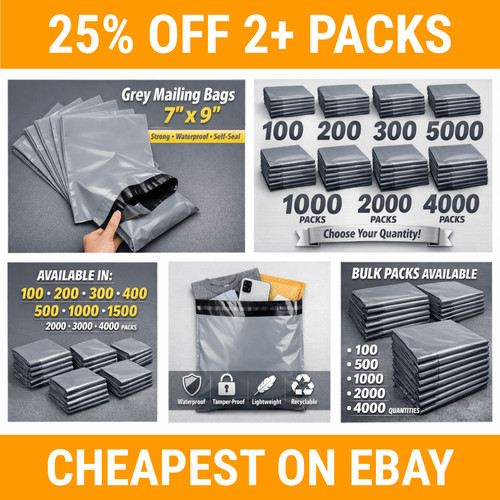 Grey mailing bags x 9 - mailing, 9"