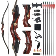 60" Recurve Bow 25-50lbs Takedown Bow Arrows Set Archery Hunting Shooting RH LH