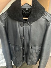 BURBERRY BLACK SHEARLING AVIATOR JACKET