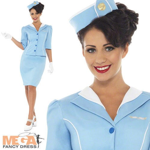 Blue air hostess uniform - blue,