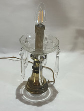 Petite Brass French Table Lamp Old Vintage Decorative Crystals