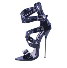 Super high heel METAL STILETTO SANDAL 16cm thin heel STRAPPY UK 3-12
