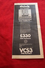 VCS3 THE PUTNEY SYNTHESIZER 1971 ORIGINAL VINTAGE PRESS ADVERT