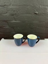2 x Denby Boston Blue Curved Tea Coffee Mugs 10 cm High 3 Sets Available