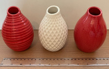  Set Of 3 Next small ceramic vases Red White used VGC
